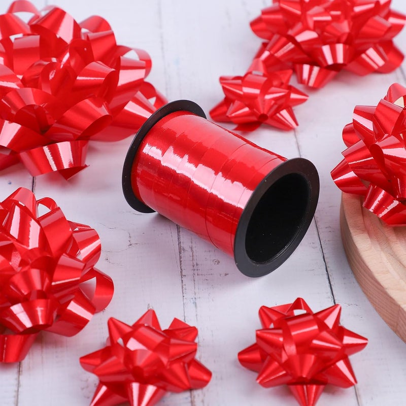 FORBINBO 25 Pcs Gift Bows Assortment - 3 Size Gift Bowsand 1 Crimped Curling Ribbons, Perfect for Christmas, Holiday，Birthdays, Weddings, Baby/Bridal Showers, Party (Red) - Image 4